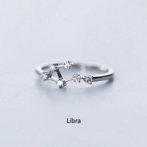 925 Sterling Silver Zodiac Resizable Ring-Libra